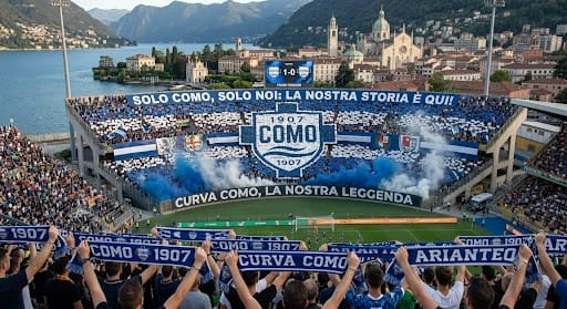 Como vs AS Roma at the Stadio Giuseppe Sinigaglia in Como, Serie A.